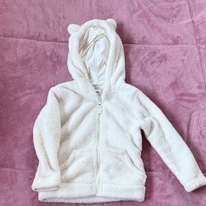 Carter's White Fleece Hoodie with Bear Ears